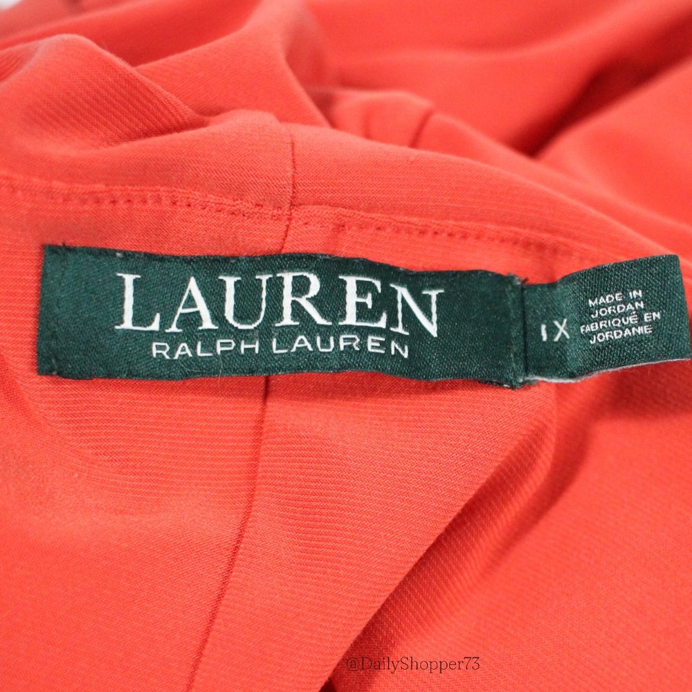 Lauren Ralph Lauren Women's Vermilion Orange Handkerchief Hem Skater Dress - Picture 4 of 5